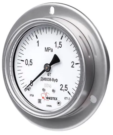 Вакуумметры, мановакуумметры, манометры общетехнические пылевлагозащищенные ДВ8008-ВУф, ДА8008-ВУф, ДМ8008-ВУф Без заполнения