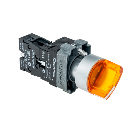 Переключатель с подсветкой, с фиксацией, 220V AC/DC, желтый, 2 положения, 1NO