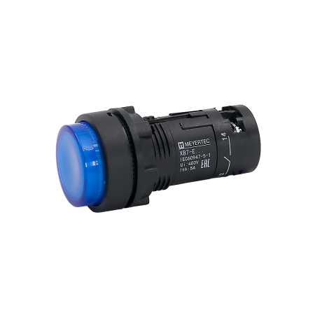 Кнопка синяя выступающая с подсветкой, 1NO, 220V AC, IP54, пластик