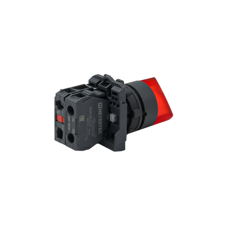 Переключатель  на 3 положения с фиксацией и подсветкой, красный, 1NС, 220V AC/DC, IP65, пластик
